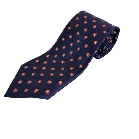 Brionj Other - Vintage Brionj  Men's 100% silk Blue Floral Print Geometric Handmade Necktie 60"